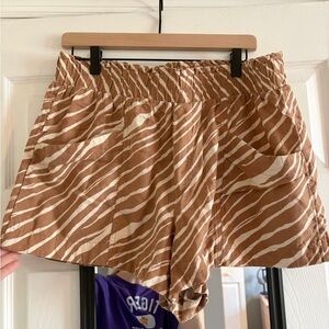 a new day High Waist Zebra Print Shorts - Brown and White